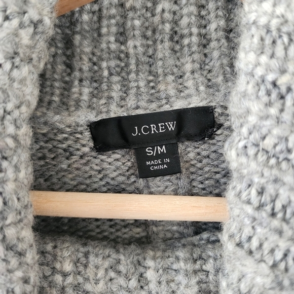 J. Crew Alpaca Wool Relaxed Turtleneck Poncho Sweater Slouchy Cozy Boho Gray S/M - Picture 10 of 10
